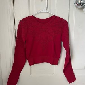 cropped red athletic shirt